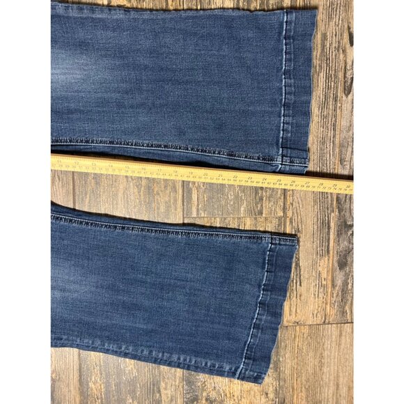 Rock & Roll Cowgirl High Rise Trouser Flare Jeans Womens 34x30 Button Fly Boho - Picture 5 of 10